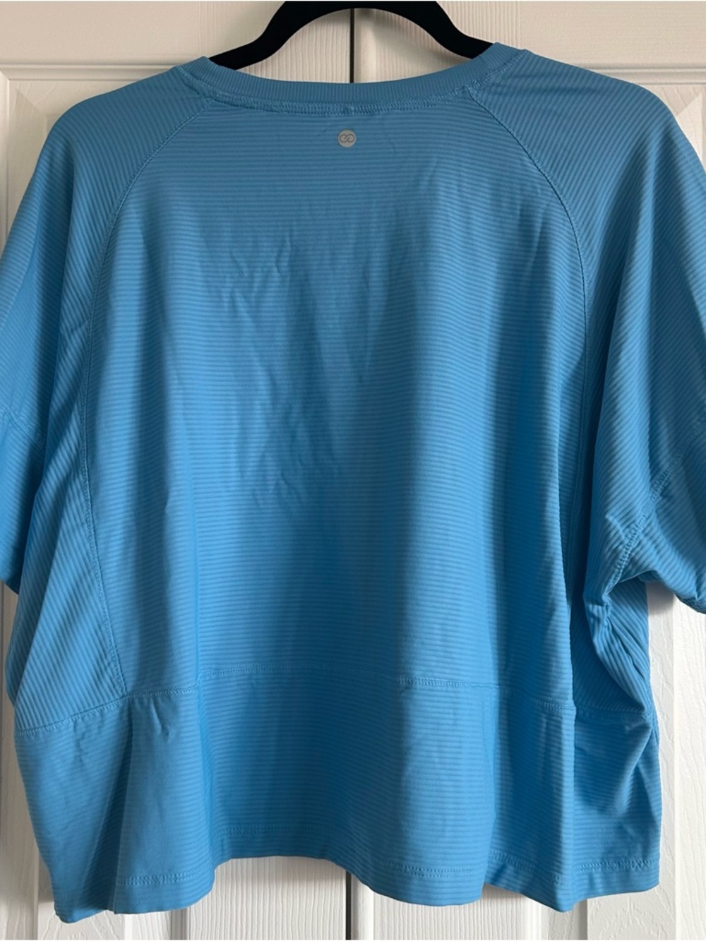 Oversized Ribbed Blue Boxy Fit Tee - Picture 3 of 5